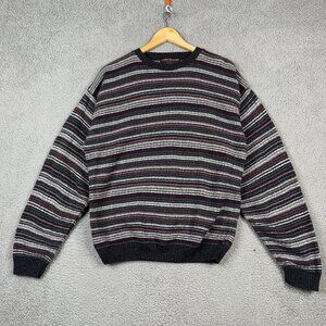Liberty Sweaters Pullover Mens Size LargebCable Knit Loose USA Striped Crew Neck